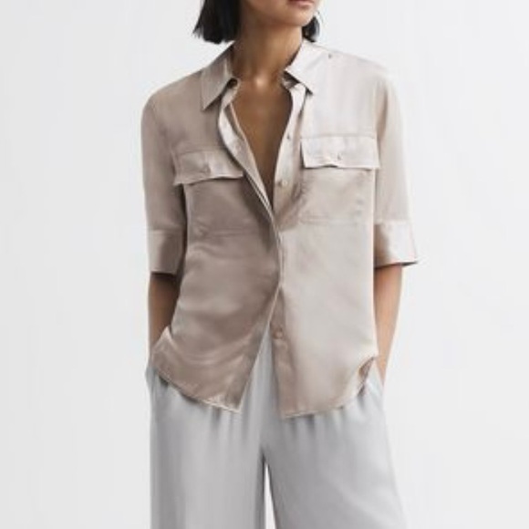 NWT Reiss Silk Button Down Shirt - Picture 2 of 6